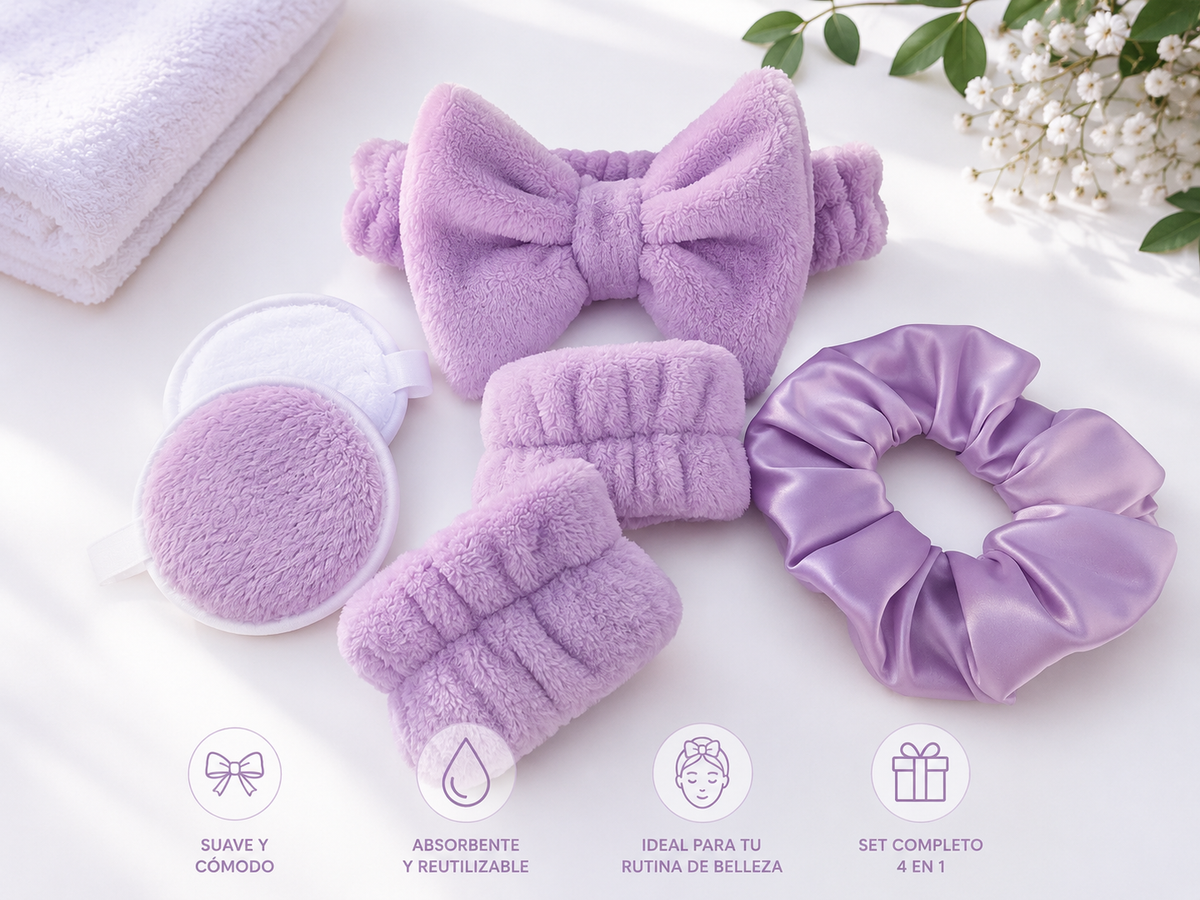 🎁 kit skincare vincha+muñequeras+2pads (100% off)