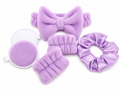 kit skincare vincha+muñequeras+2pads