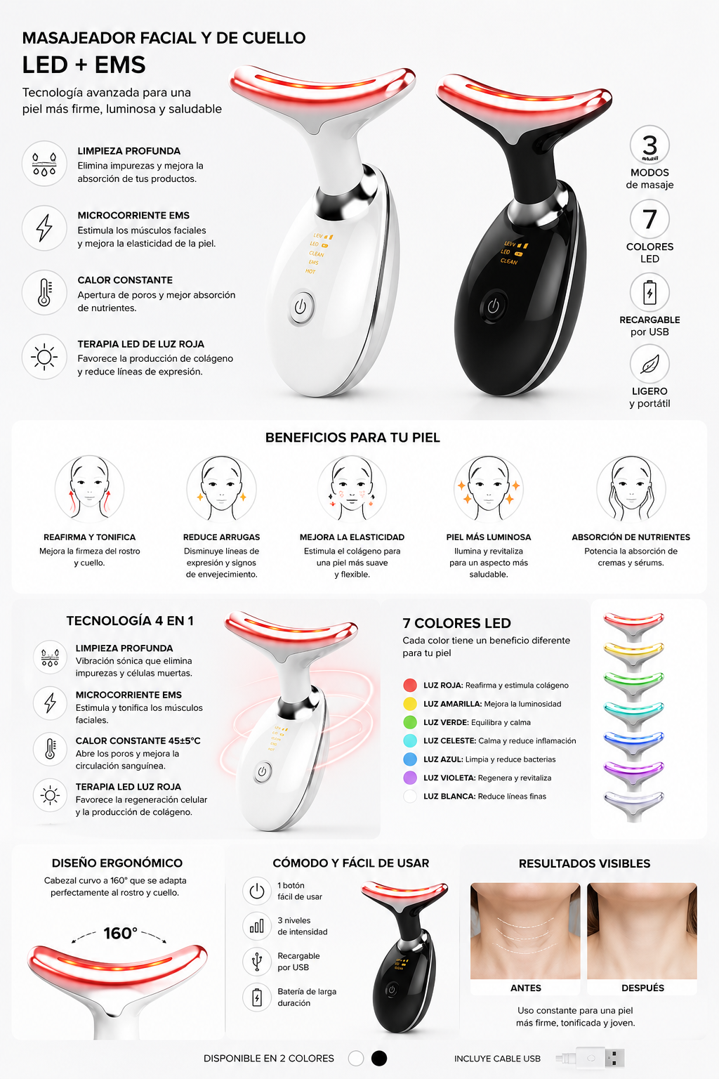 Vibración sónica del masajeador facial maeven para aliviar la tensión facial